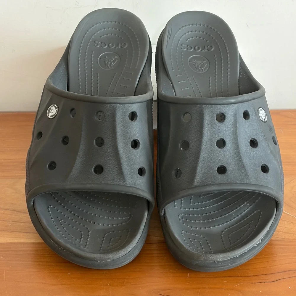 Crocs Baya II Slide Sandals Black Mens 10 Womens 12 Athletic Slip On Shoes